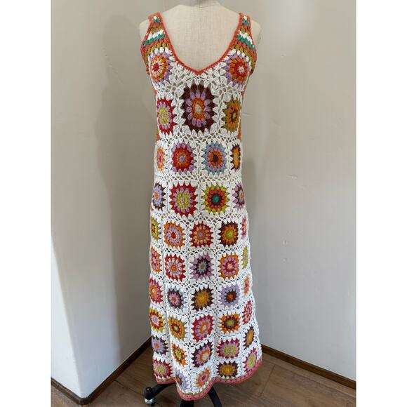 Alemais Crochet Maxi Dress 6 Granny Square Women's Resort Pool Beach - Picture 1 of 12